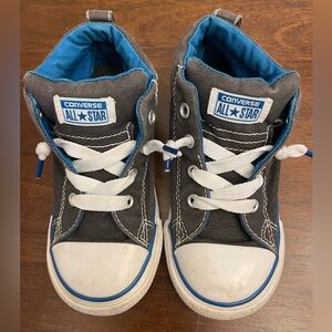 Converse High Top Sneakers, Toddler Size 10, Gray and Blue, Chuck Taylor